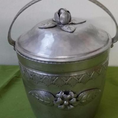 WORLD Family Hand Wrought Hammered Ornate Insulated Ice Cooler Bucket with Tongs