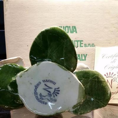 Vintage Pair of Nuova Capodimonte Porcelain Rose Flower Candle Holders 