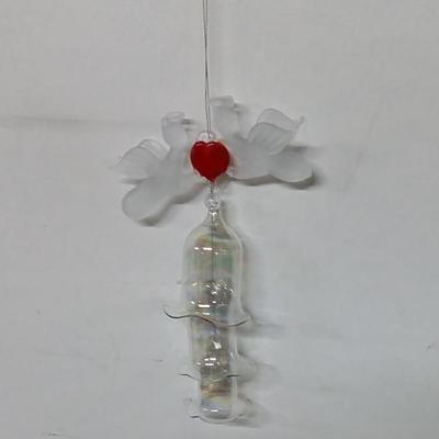 1970s Ebeling and Reuss hanging Crystal Bells with angels and red heart