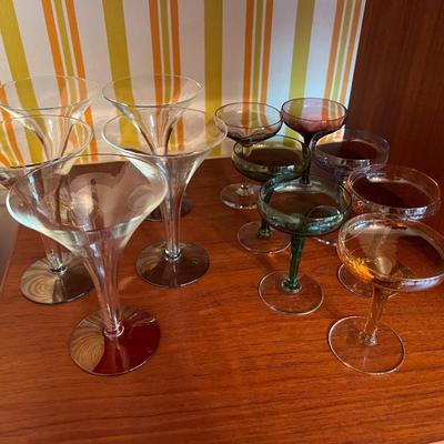 1951 Russel Wright Champagne Coupes (7) and Trumpet Glasses (5)