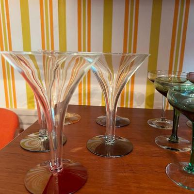 1951 Russel Wright Champagne Coupes (7) and Trumpet Glasses (5)