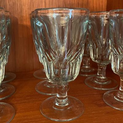 Vintage Heavy Pressed Glass Water Goblets- cerulean hue (set of 9)
