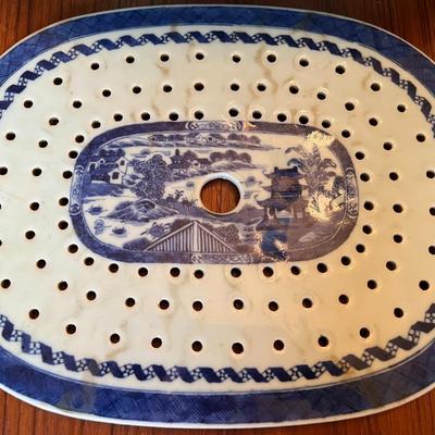 Chinese Export Blue and White Strainer Lid