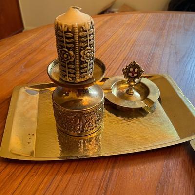 Mid Century Brass Smoking, Cigarette Set- Erdhard and Sohne 1960s