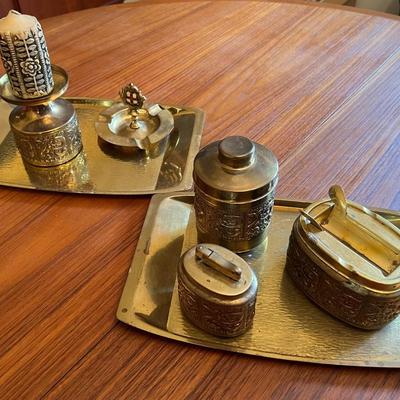 Mid Century Brass Smoking, Cigarette Set- Erdhard and Sohne 1960s