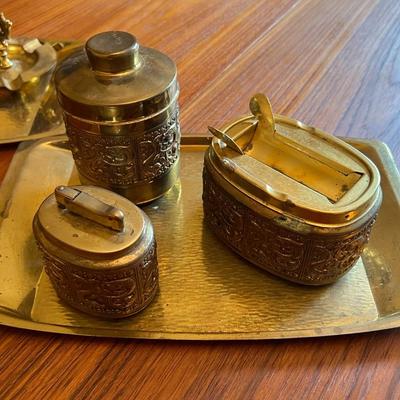 Mid Century Brass Smoking, Cigarette Set- Erdhard and Sohne 1960s