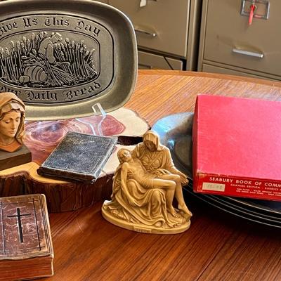 Religious Lot w/ Pewter Plates