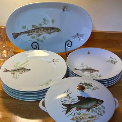 Fish Decorated Dishware- Bareuther Waldsassen, Bavaria