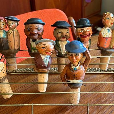 Vintage Hand Carved and Painted Bottle Corks- German