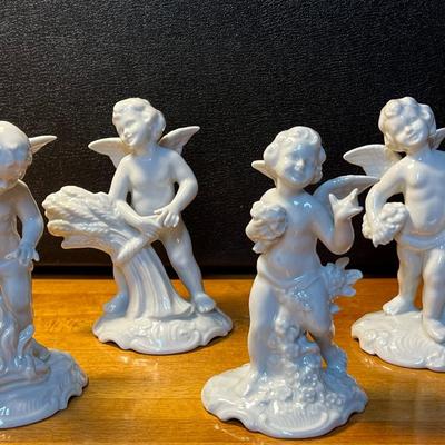 Set of 4 Dresden Porcelain Cherubs