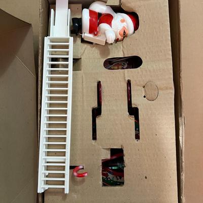 Cheery Santa In Original Box- ladder extends 4 feet high