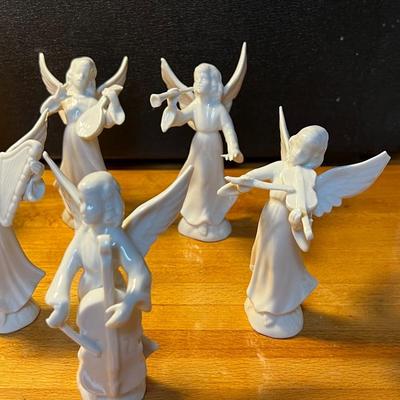Dresden Porcelain Angels w/ Instruments- set of 7