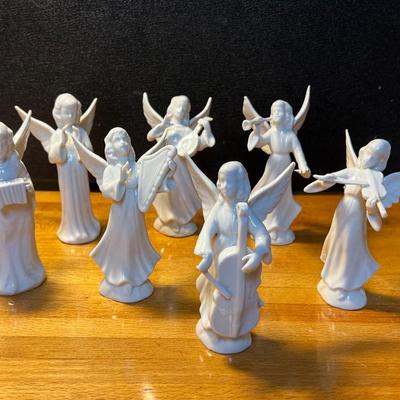 Dresden Porcelain Angels w/ Instruments- set of 7