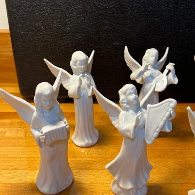 Dresden Porcelain Angels w/ Instruments- set of 7