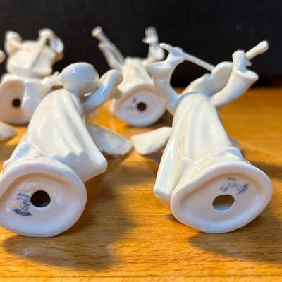 Dresden Porcelain Angels w/ Instruments- set of 7