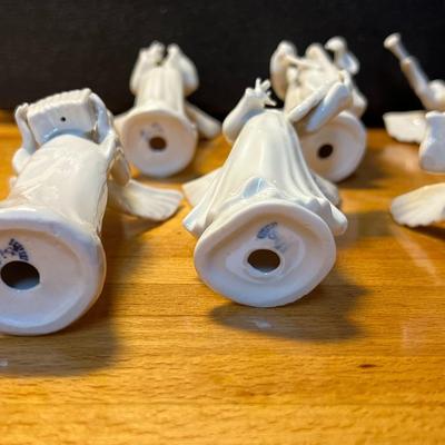 Dresden Porcelain Angels w/ Instruments- set of 7