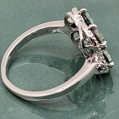 Green Moissanite 4-Stone 925 Ring Size 8