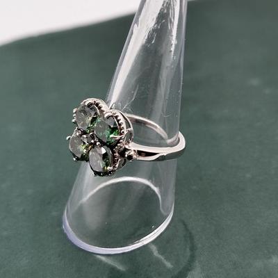 Green Moissanite 4-Stone 925 Ring Size 8