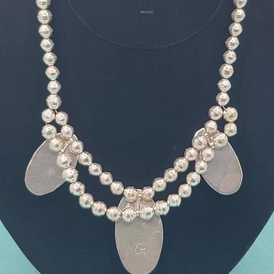 Navajo Turquoise & Silver Necklace Signed 55gr $500-$700 Value