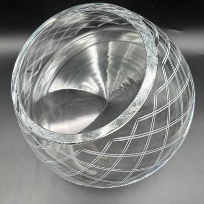 Bohemian Large Etched Lined Angled Bowl