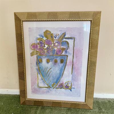 Still-life Print by Joyce Combs - Jardiniere 1 - Mixed Media Framed signed
