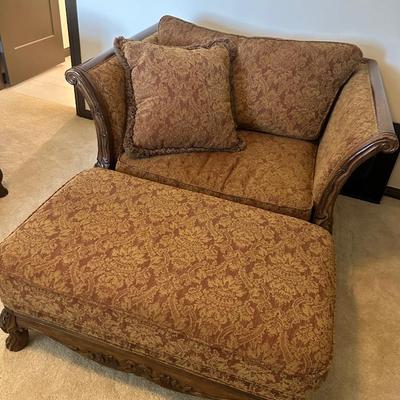 Bernhard oversized chair and ottoman. Light new condition. Matches sofa and chair in previous item.