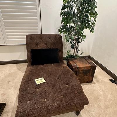Hemispheres Chaise Lounge chair- Animal print large scale Trunk and faux tree