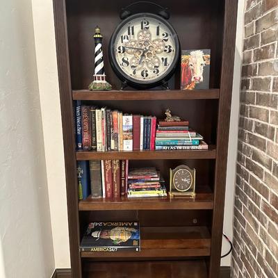 Bookshelf with Clock, And other decor items