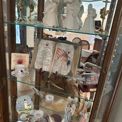 Corner curio cabinet with all knickknacks included
