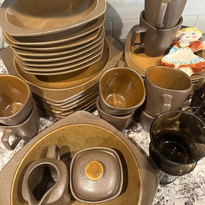 Set of Sandro dishes and bowls and serving Pieces And glass tumblers