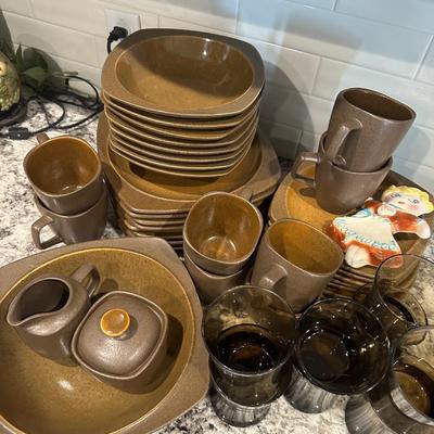 Set of Sandro dishes and bowls and serving Pieces And glass tumblers