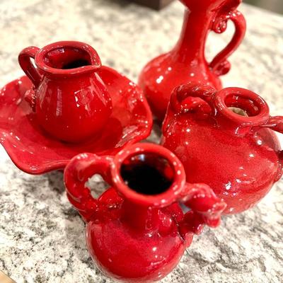 Fun red pottery. All pieces included