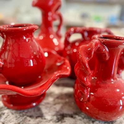 Fun red pottery. All pieces included
