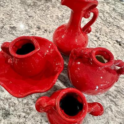 Fun red pottery. All pieces included