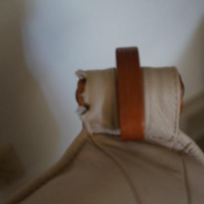 MCM TEAK LUNA CHAIR OF TAN LEATHER- ODD KNUTSEN