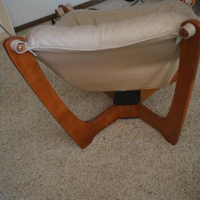 MCM TEAK LUNA CHAIR OF TAN LEATHER- ODD KNUTSEN