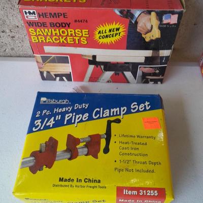 Brand new Sawhorse brackets and 3/4" Pipe clamp set (1 of 2)