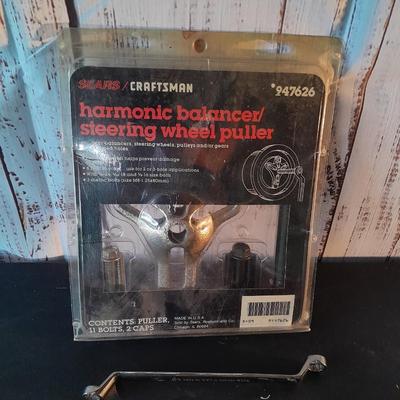 Craftsman harmonic balancer / Sterring wheel puller with deep offset wrench perfect for bleeding brakes!