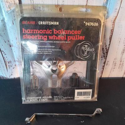 Craftsman harmonic balancer / Sterring wheel puller with deep offset wrench perfect for bleeding brakes!