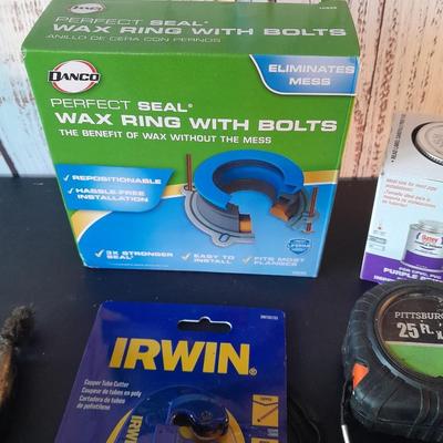 Plumbing needs - pipe cutters - wax ring - plumbers glue - and more