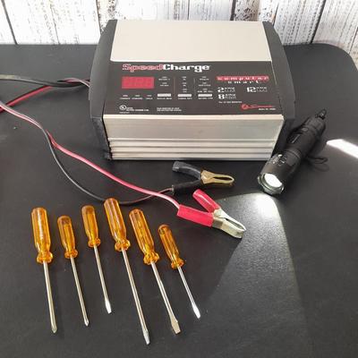 Nice Schumacher Speed Charge - screwdrivers - and a nifty flashlight