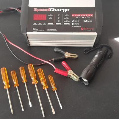 Nice Schumacher Speed Charge - screwdrivers - and a nifty flashlight