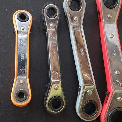 Color coated 5-Piece Reversible Ratchet Wrench Spanner Set