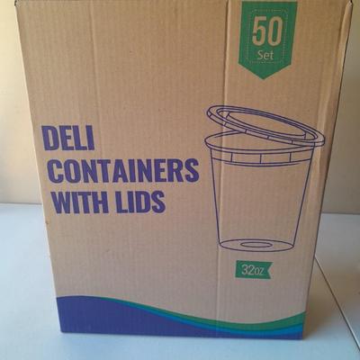 50 - Brand new 32 Ounce Deli Containers with lids - Preppers food storage!