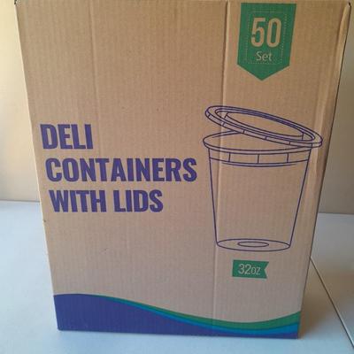 50 - Brand new 32 Ounce Deli Containers with lids - Preppers food storage!