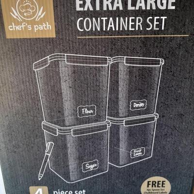 NEW !! Chef's Path Airtight Extra Large Food Storage Container 4-PC Set - with scoops and Chalkboard labels
