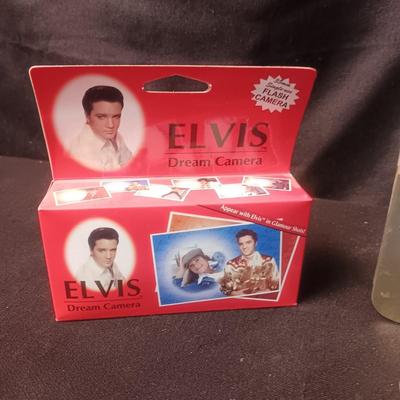 ELVIS TRIVIA GAME, 2 DISPOSABLE CAMERAS AND A GUITAR TIN
