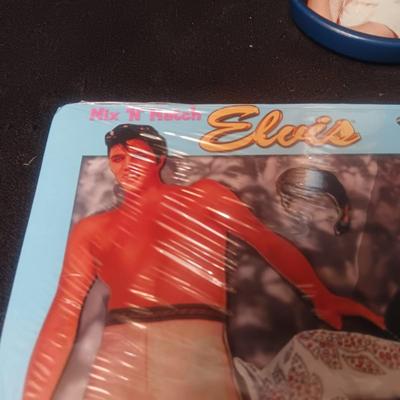 ELVIS YAHTZEE GAME AND A MAGNETIC MIX & MATCH ACTIVITY BOARD