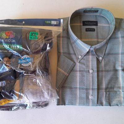 New Men's XL Pocket tees 4 in bag - with new XL Vanheusen wrinkle free oxford button up