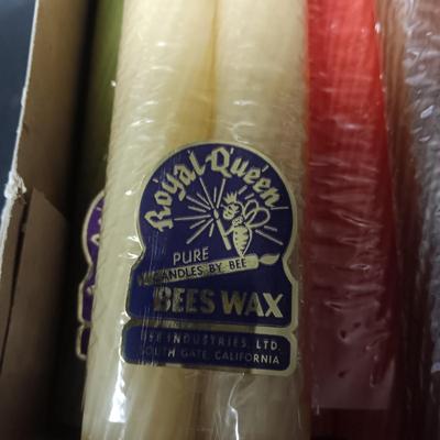 3 TINS AND BEESWAX CANDLES